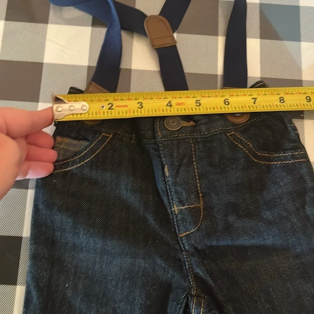 Gymboree Baby Boy’s Suspender Pants Dark Wash Jeans Size 6-12 Months